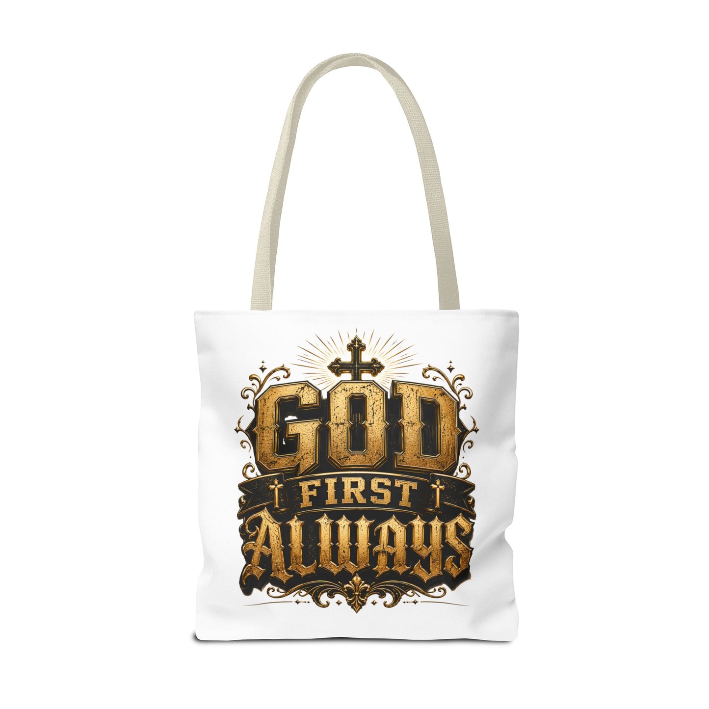God First Always Tote Bag — Christian Faith Inspirational Canvas Tote
