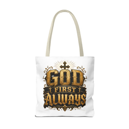 God First Always Tote Bag — Christian Faith Inspirational Canvas Tote