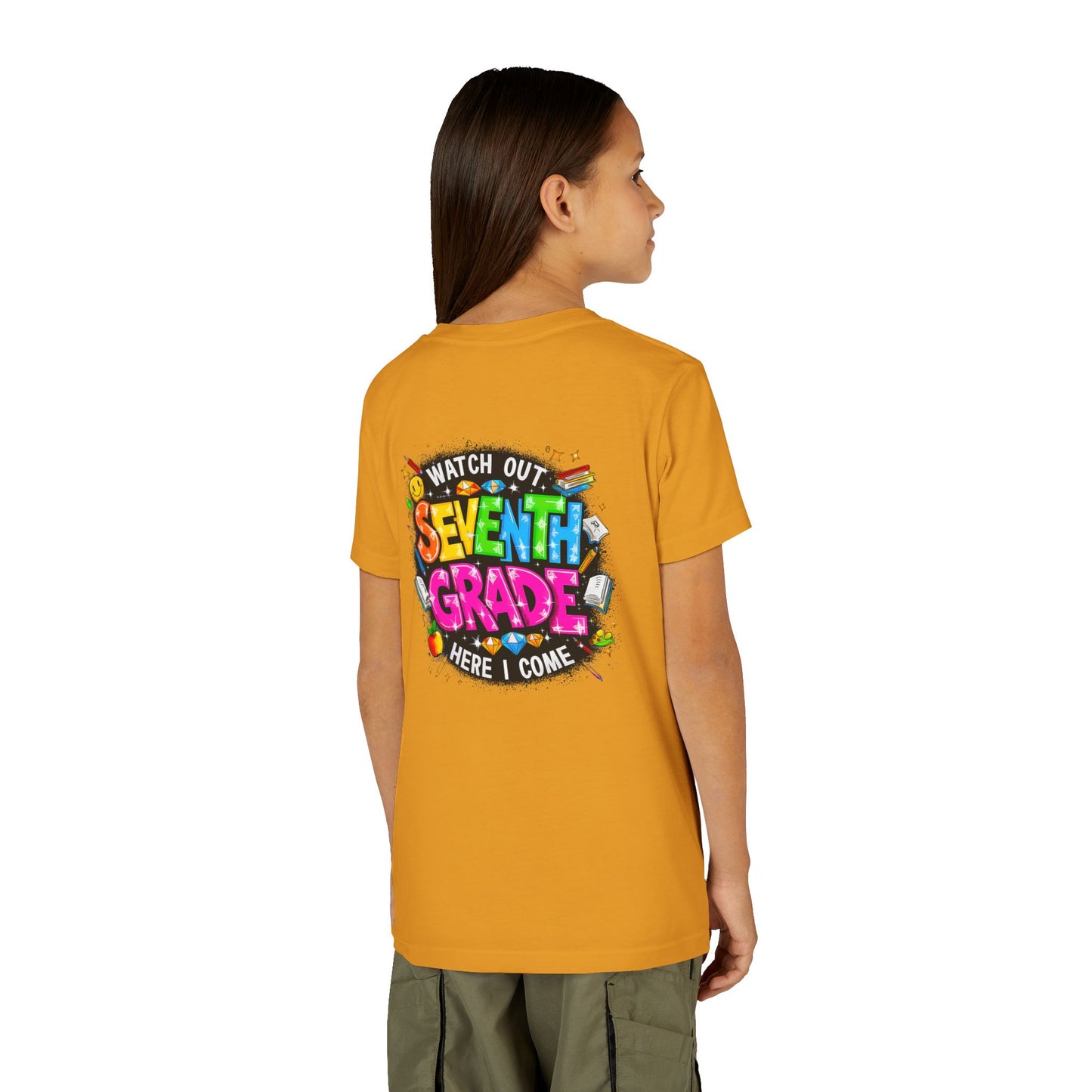 Seventh Grade Kids T-Shirt – “Watch Out Seventh Grade Here I Come” Back-to-School Tee