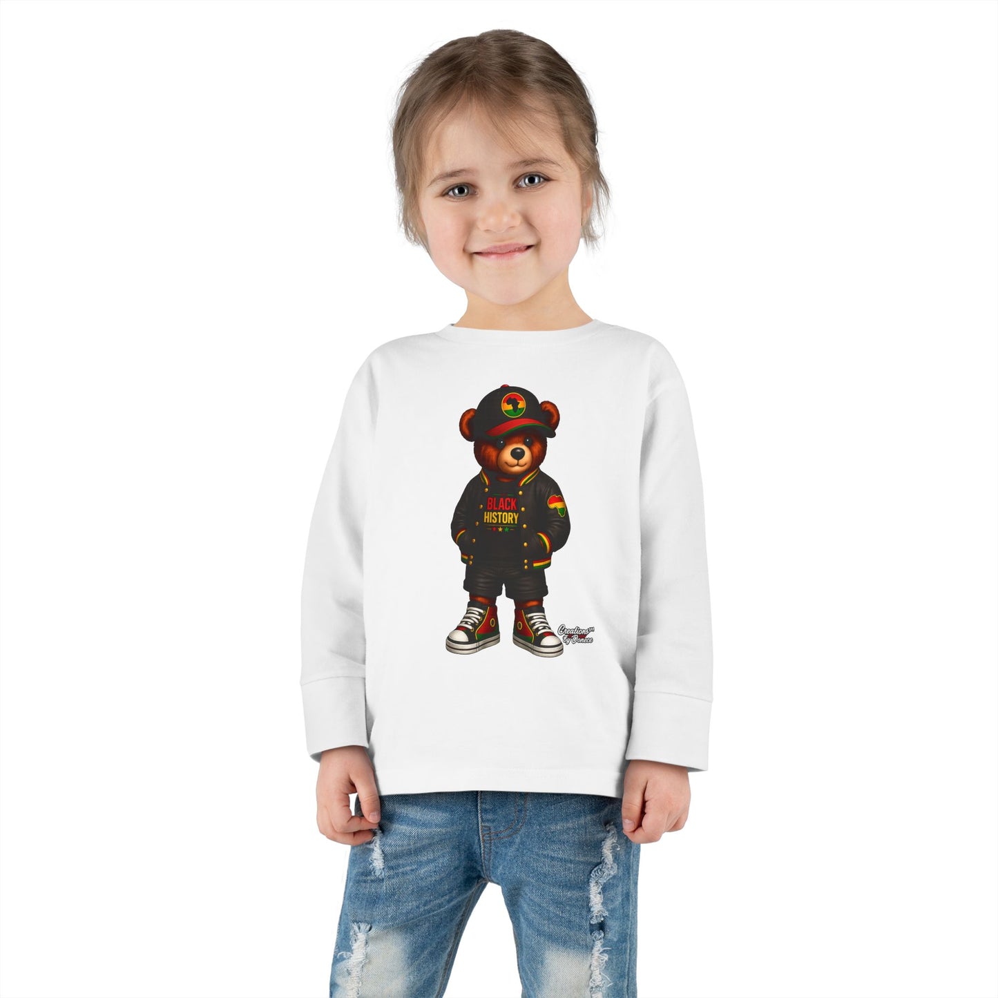 Cool Teddy Bear Toddler Long Sleeve Tee — Urban Streetwear Kids Shirt