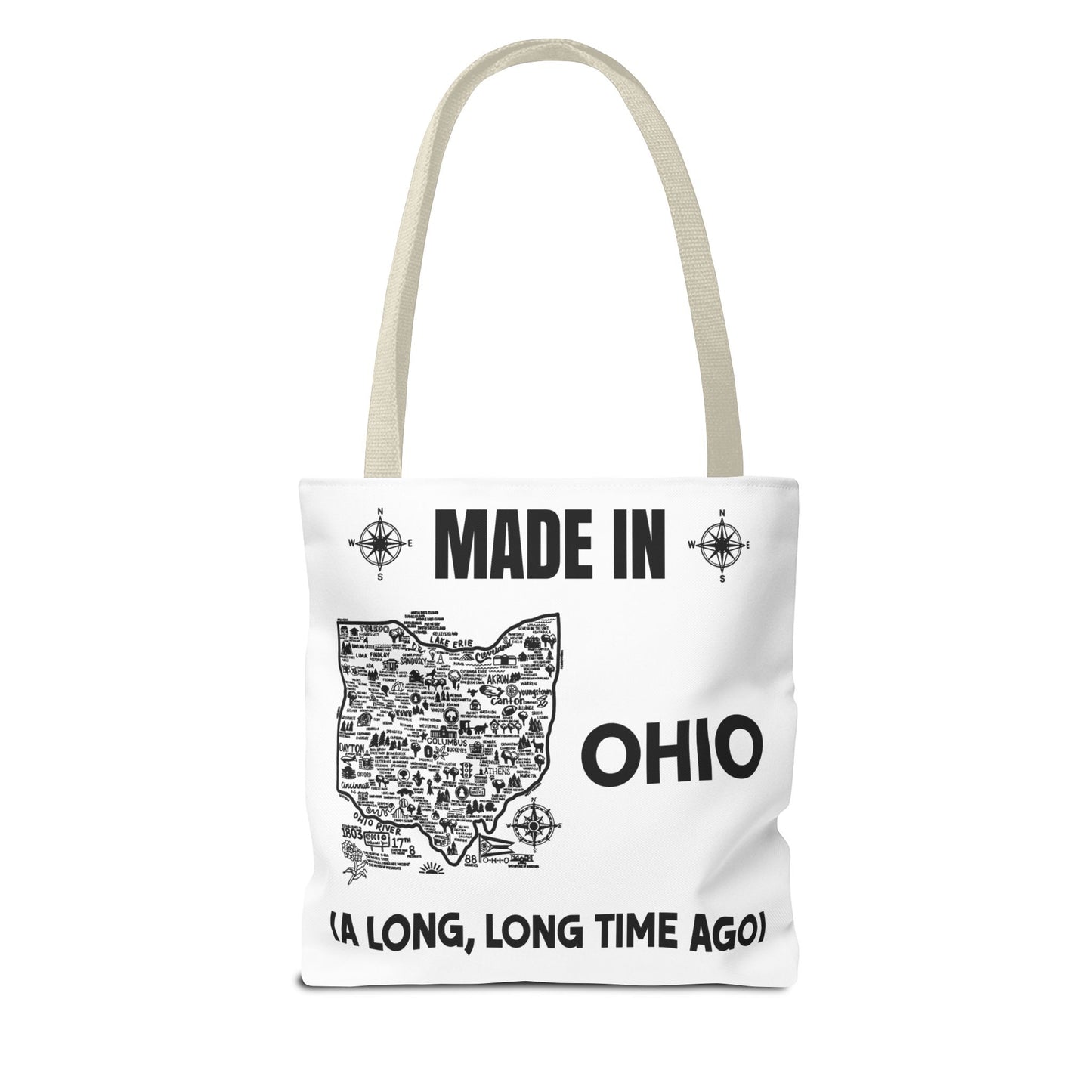 Made in Ohio Tote Bag — Vintage Map Design "A Long, Long Time Ago"