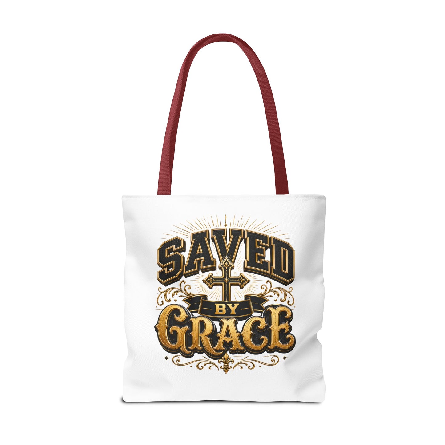 Saved by Grace Tote Bag – Christian Cross Inspirational Canvas Tote