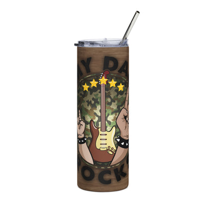 Rock Dad Tumbler - 20oz Stainless Steel Guitar & Camo Travel Cup