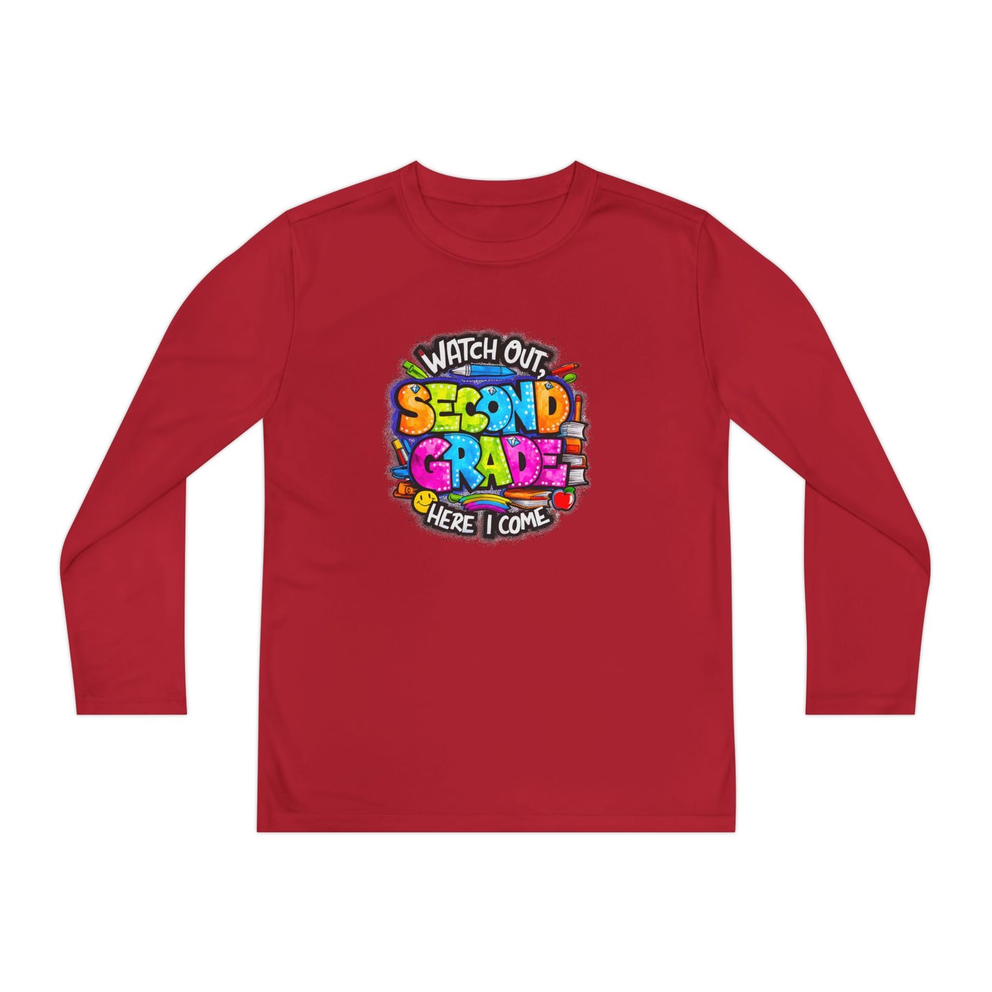 Second Grade Long Sleeve Tee — "Watch Out Second Grade Here I Come" Youth Shirt