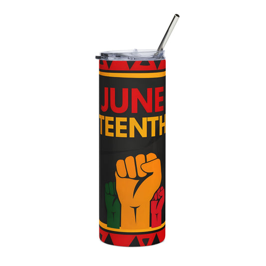 Juneteenth Stainless Steel Tumbler — 20oz Black Power Fist Travel Cup