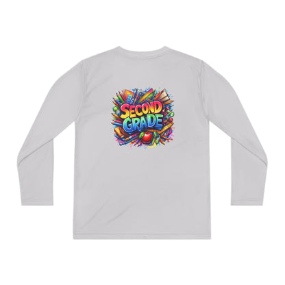 Second Grade Youth Long Sleeve Tee — Colorful School Supplies Back-to-School Shirt