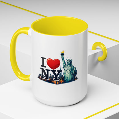 I  NY Statue of Liberty Accent Coffee Mug – New York City Souvenir (11/15 oz)