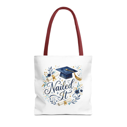 Graduation Tote Bag "Nailed It" – Cap & Diploma Celebration Tote