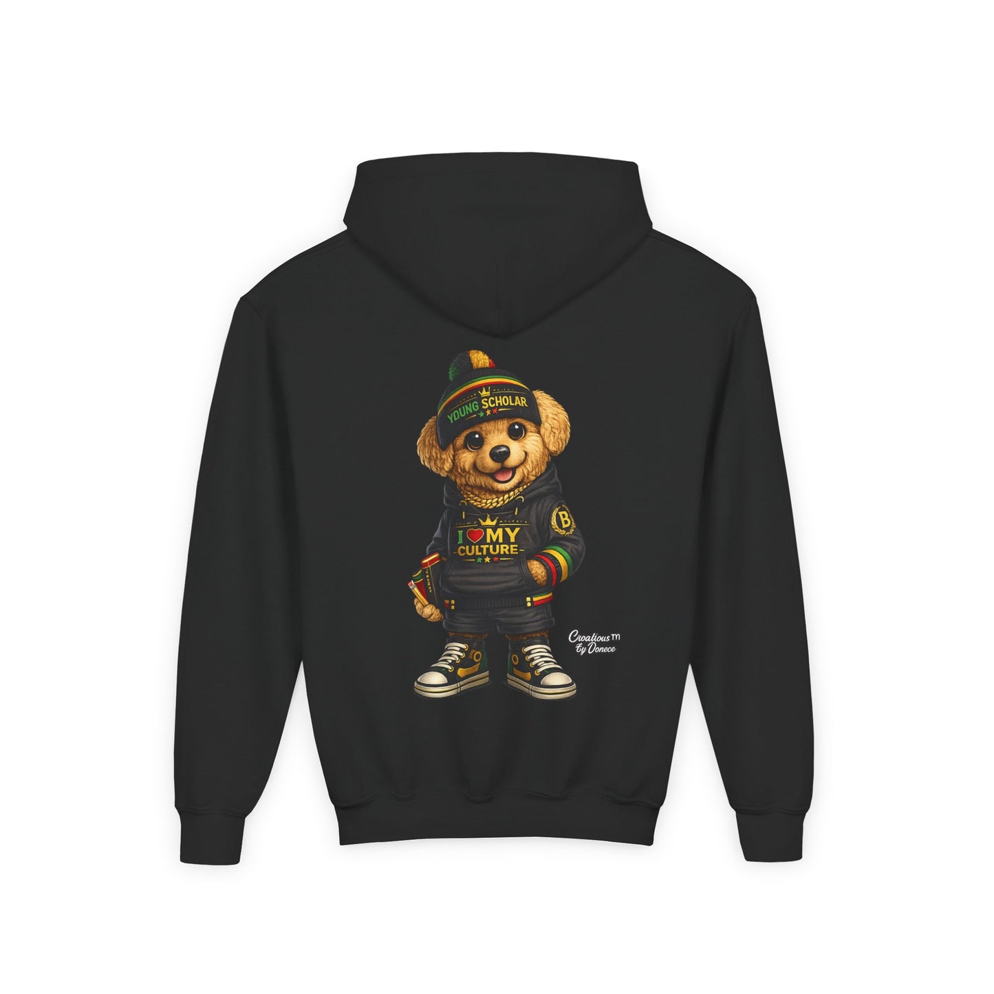 Kids Teddy Bear Hoodie — 'I Love My Culture' Streetwear Youth Sweatshirt