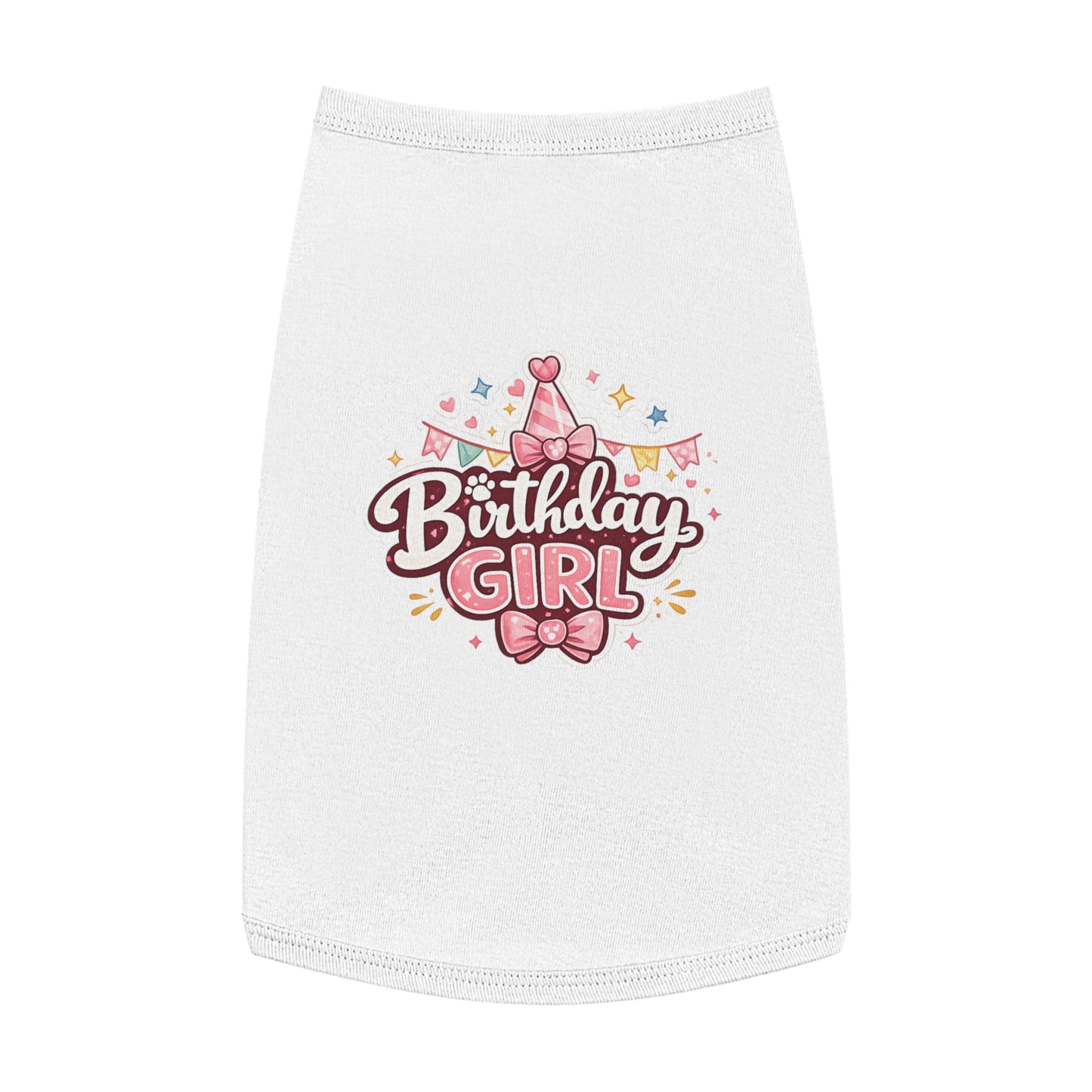 Birthday Girl Pet Tank Top - Pink Party Hat Dog/Cat Tee