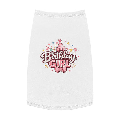 Birthday Girl Pet Tank Top - Pink Party Hat Dog/Cat Tee