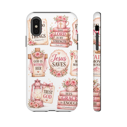 Faith Phone Case — 'Jesus Saves' Floral Christian Scripture iPhone Case