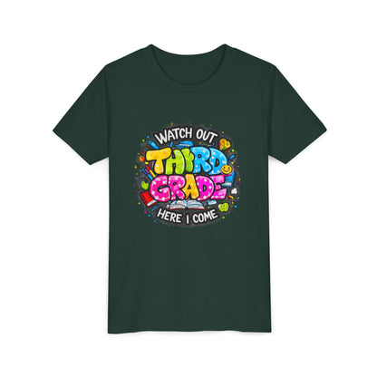 Third Grade Kids T‑Shirt — "Watch Out Third Grade Here I Come" Back-to-School Tee