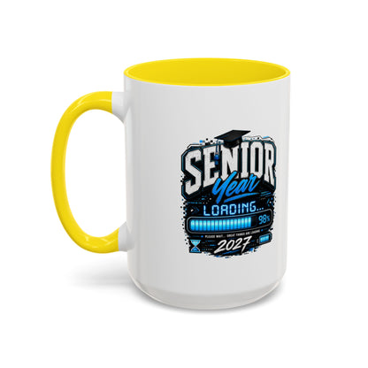 Senior Year Loading 2027 Accent Coffee Mug — Graduation Gift Cup (11/15oz)