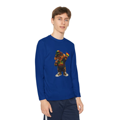 Youth Long Sleeve Tee — Black Lives Matter Kid Graphic with Rasta Flag