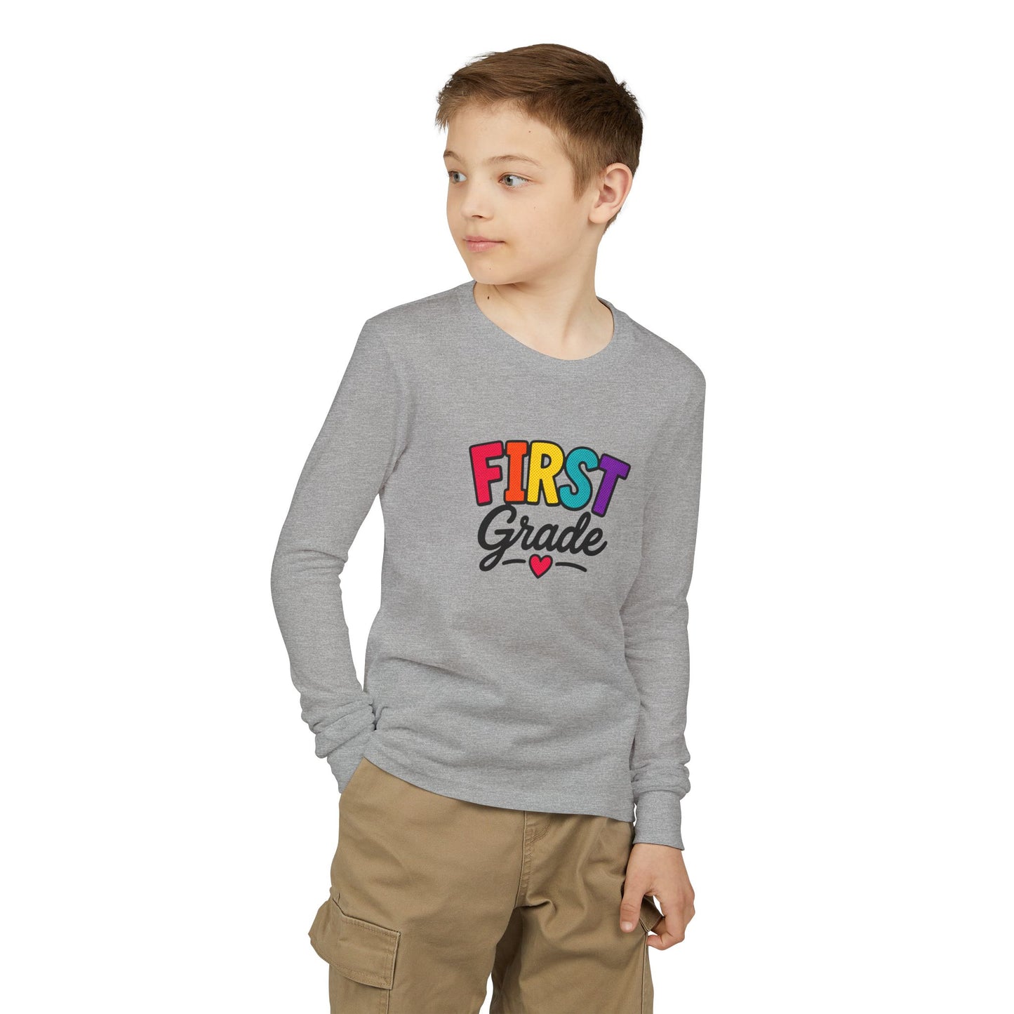 First Grade Kids Long Sleeve Tee — Colorful Back-to-School Shirt