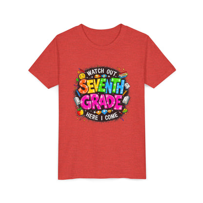 Seventh Grade Kids T‑Shirt — "Watch Out Seventh Grade Here I Come" Back‑to‑School Tee