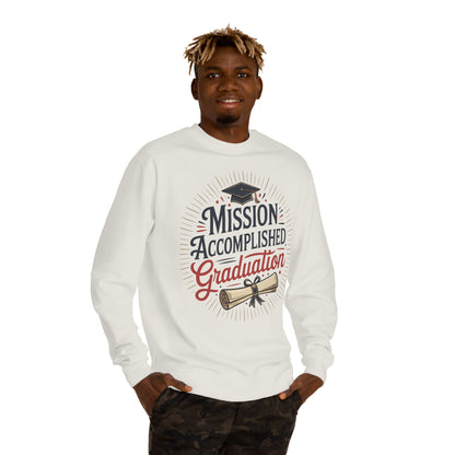 Graduation Sweatshirt "Mission Accomplished" - Grad Cap & Diploma Pullover