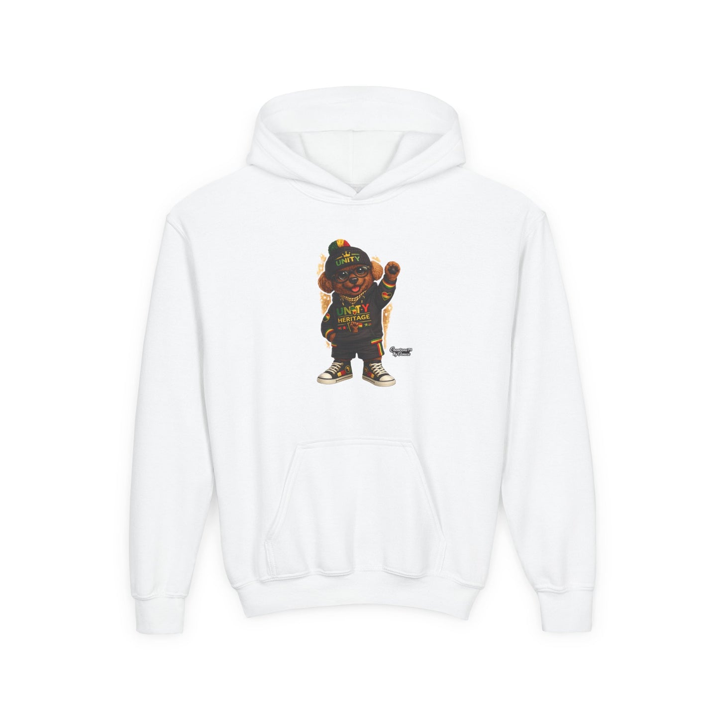Youth Hoodie — Cool Rasta Bear Graphic Kids Sweatshirt