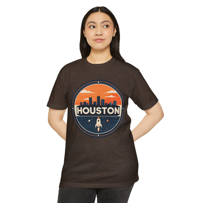 Houston Rocket City T-Shirt — Retro Skyline Space Graphic Tee