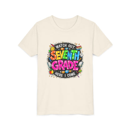 Seventh Grade Kids T-Shirt – “Watch Out Seventh Grade Here I Come” Back-to-School Tee