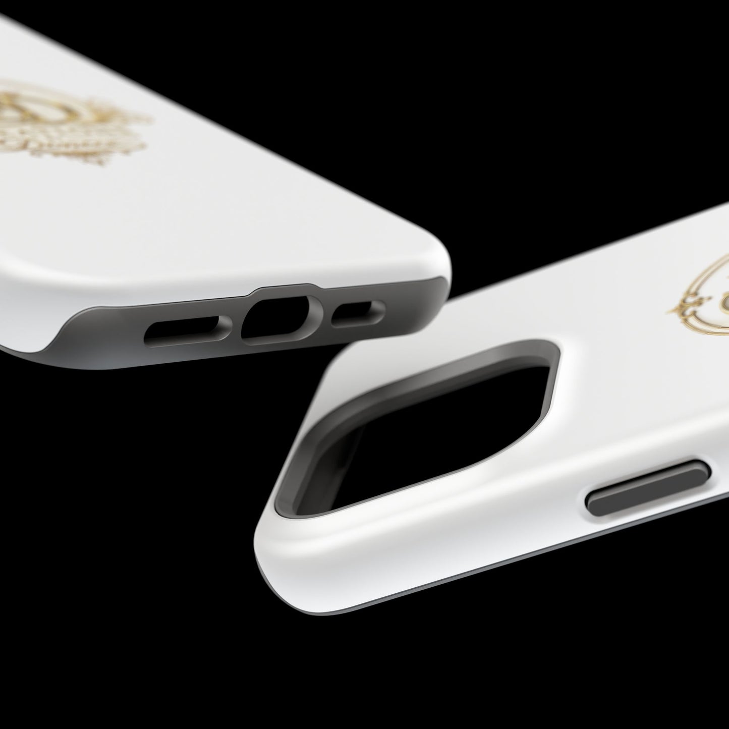 Magnetic Impact-Resistant Phone Case — Gold Floral Crest Logo