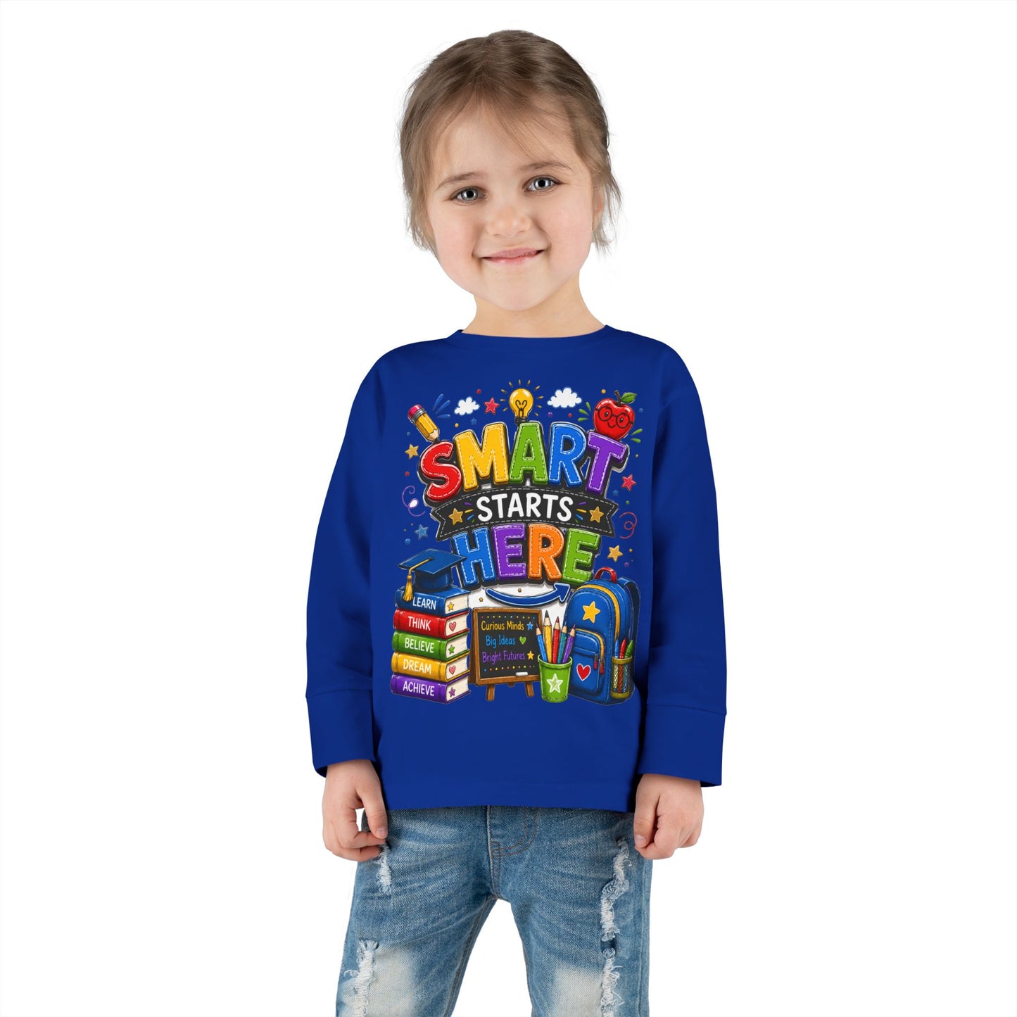Smart Starts Here Toddler Long Sleeve Tee — Back-to-School Kids Shirt