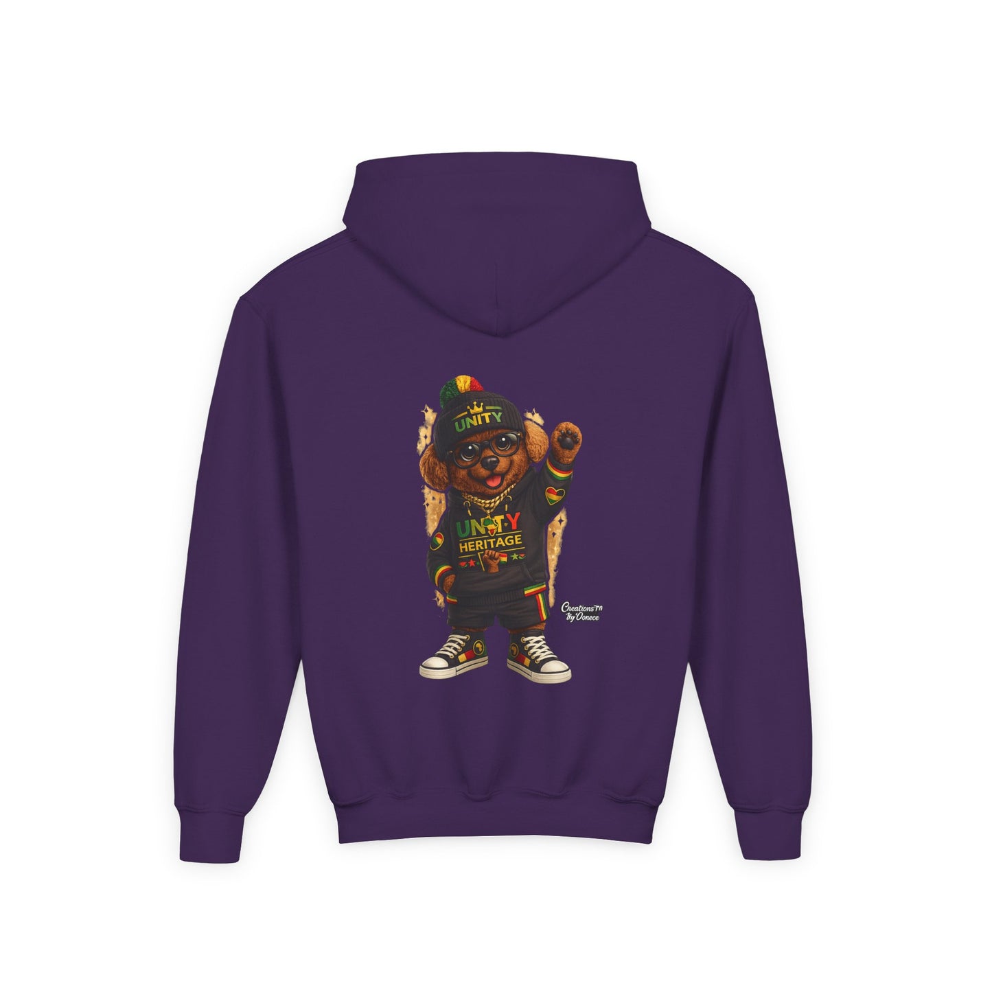 Youth Hoodie — Cool Rasta Bear Graphic Kids Sweatshirt