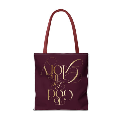 To God Be The Glory Burgundy Tote Bag — Inspirational Christian Scripture Tote