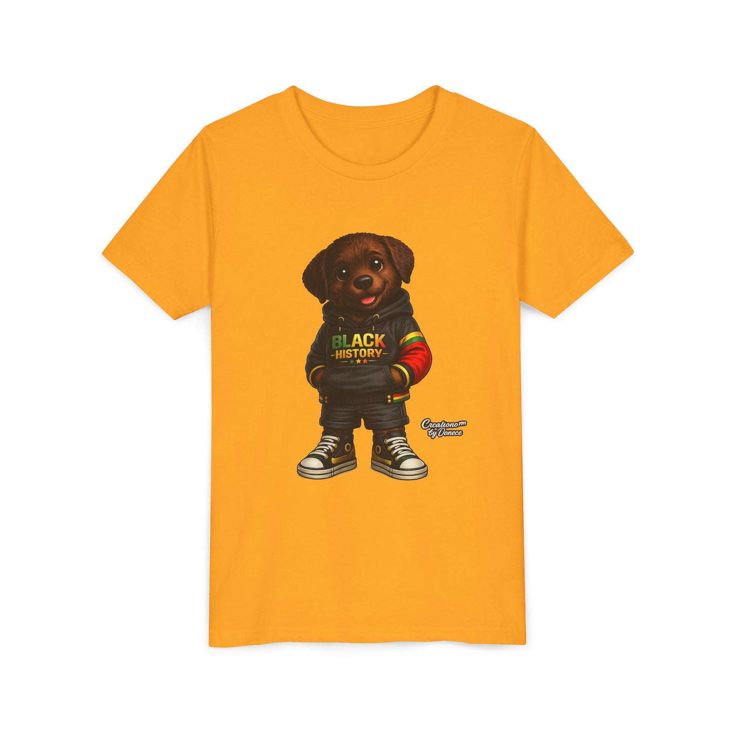 Youth Tee — Cute Puppy 'Black History' Graphic Shirt