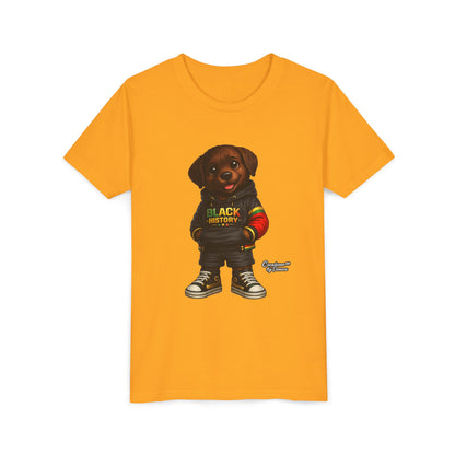 Youth Tee — Cute Puppy 'Black History' Graphic Shirt