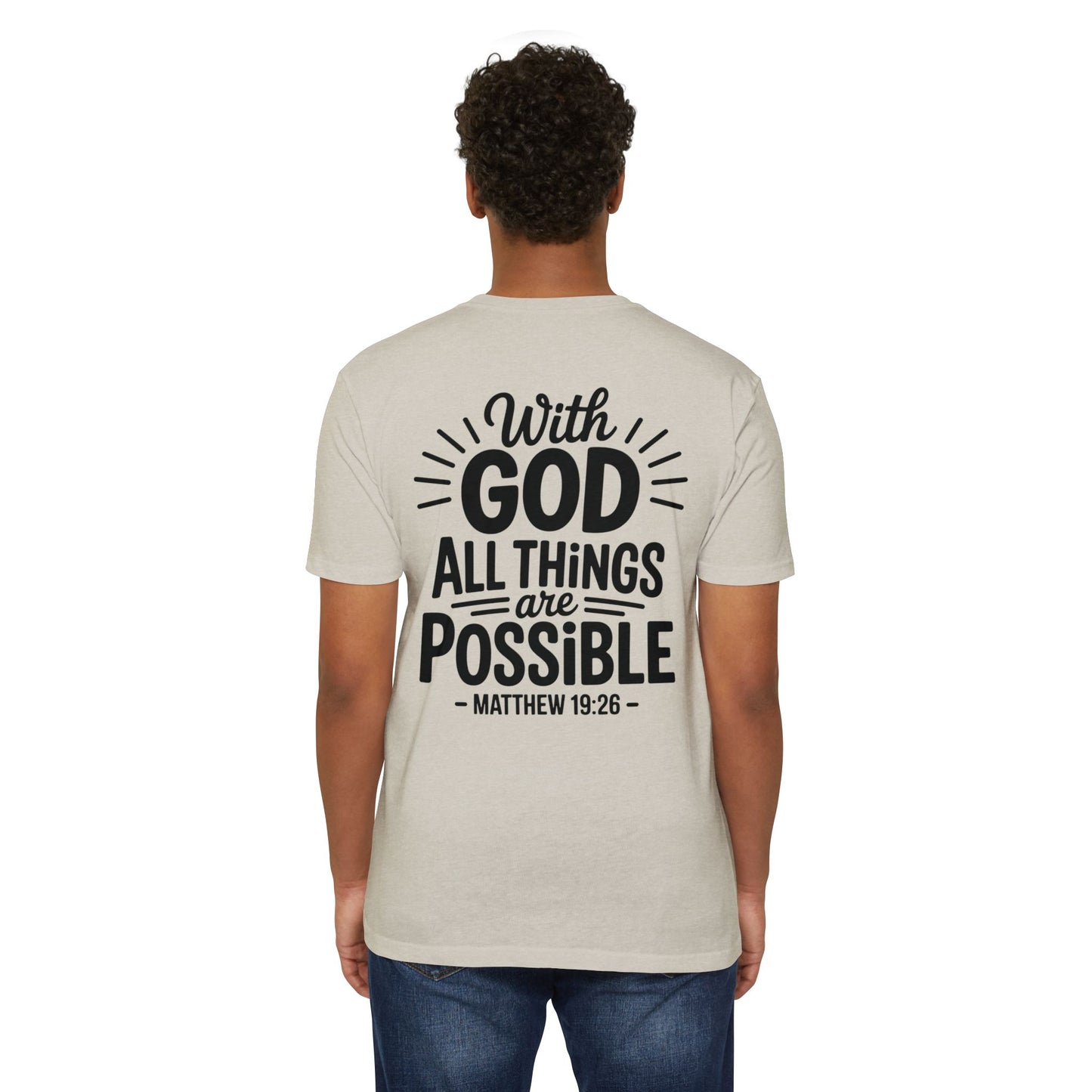 With God All Things Are Possible T-Shirt — Matthew 19:26 Christian Faith Tee
