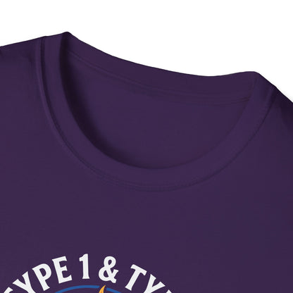 Type 1 & Type 2 Find a Cure Diabetes Awareness T-Shirt