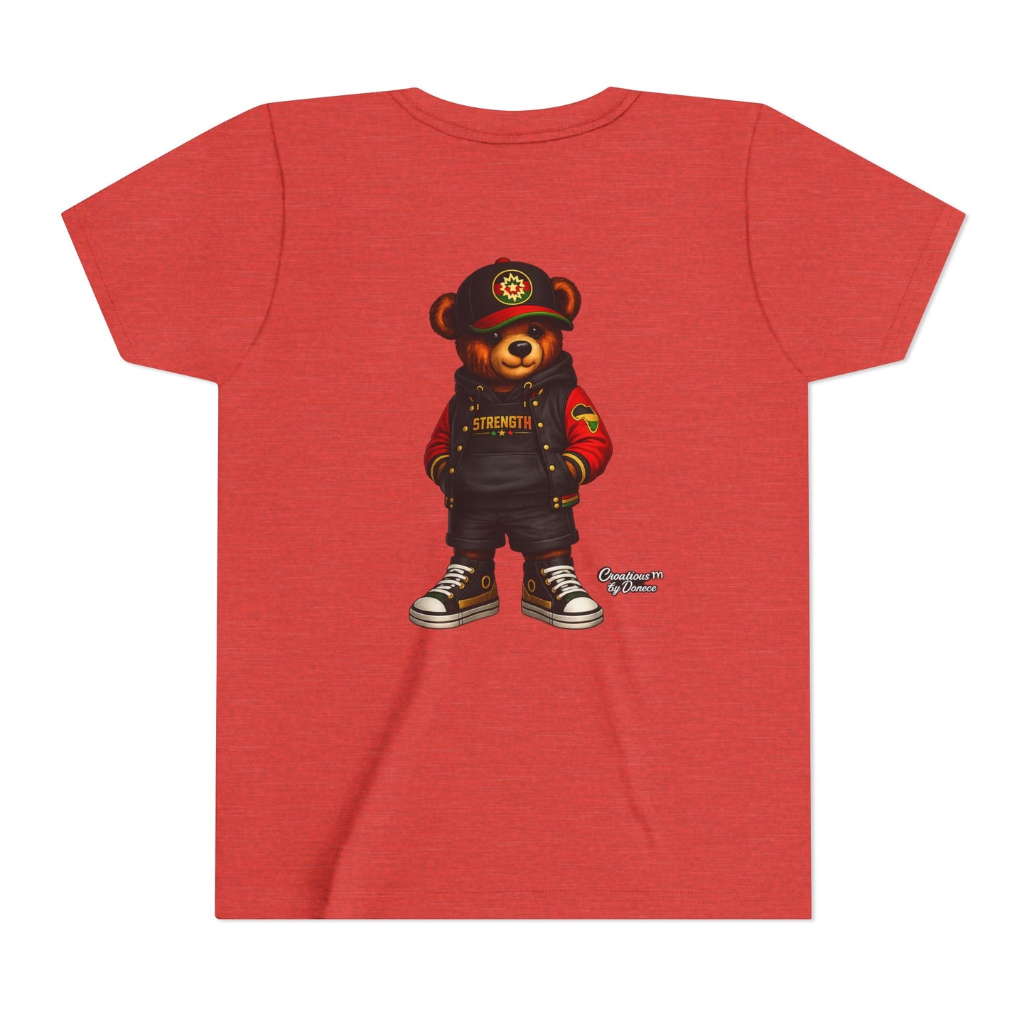 Kids Teddy Bear Streetwear Tee — 'Strength' Graphic Youth T-Shirt