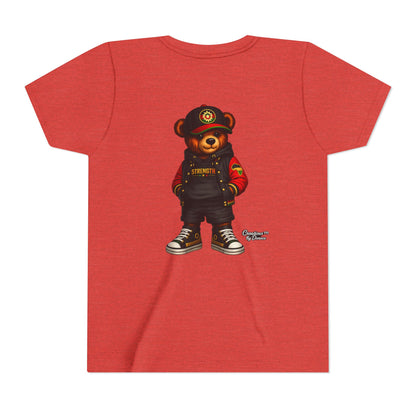 Kids Teddy Bear Streetwear Tee — 'Strength' Graphic Youth T-Shirt