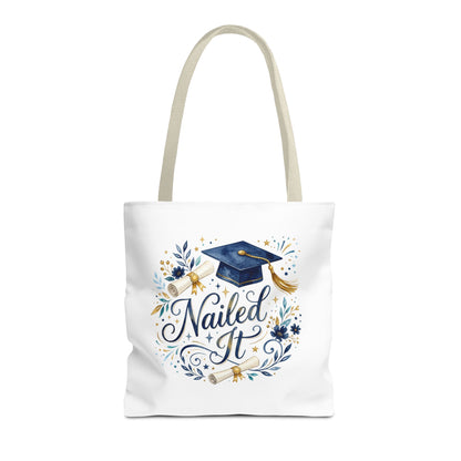 Graduation Tote Bag "Nailed It" – Cap & Diploma Celebration Tote