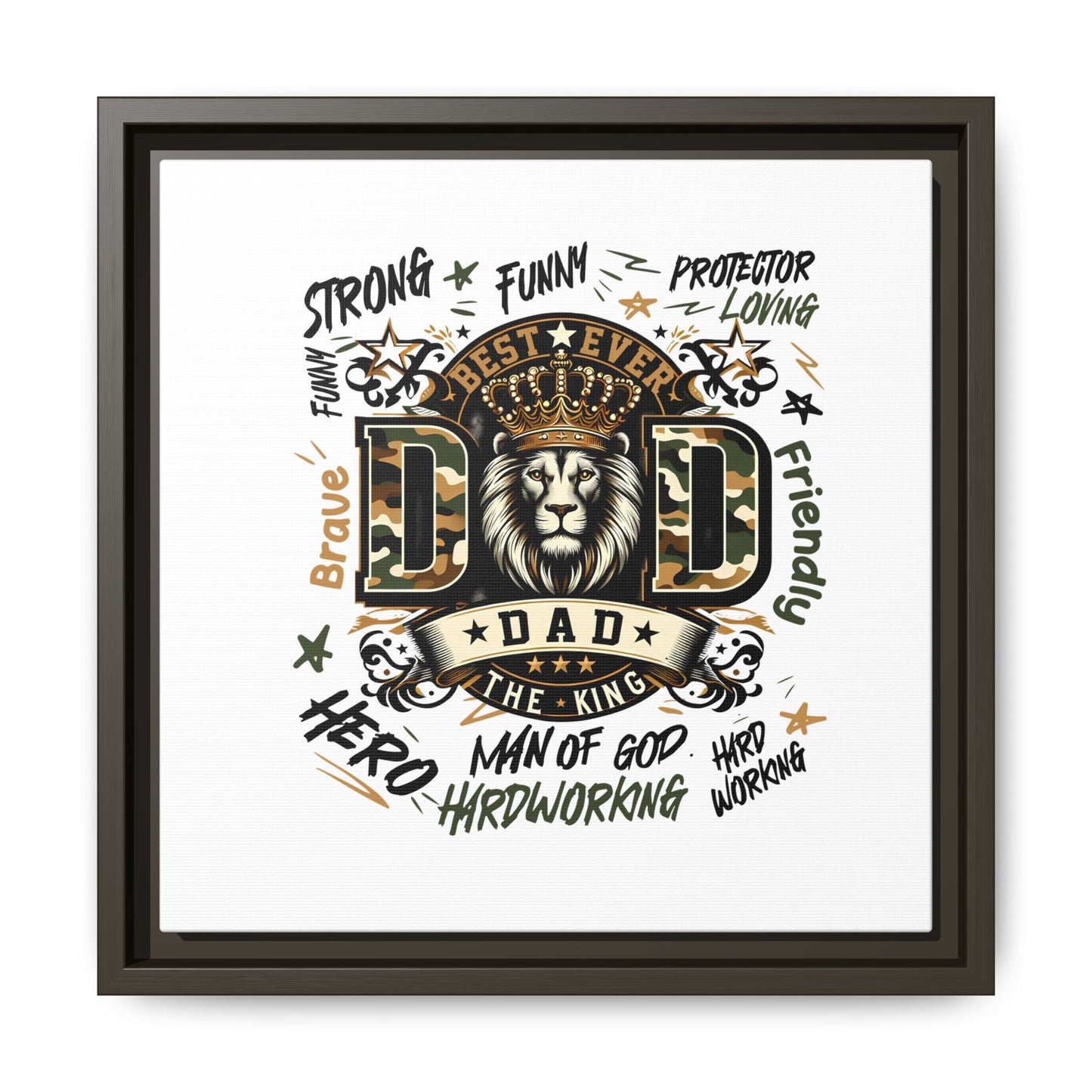 Framed Matte Canvas 'Best Ever DAD' Wall Art – Lion King Design, Father’s Day Gift