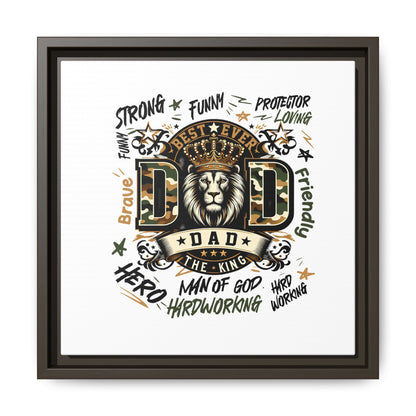 Framed Matte Canvas 'Best Ever DAD' Wall Art – Lion King Design, Father’s Day Gift