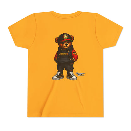 Kids Teddy Bear Streetwear Tee — 'Strength' Graphic Youth T-Shirt