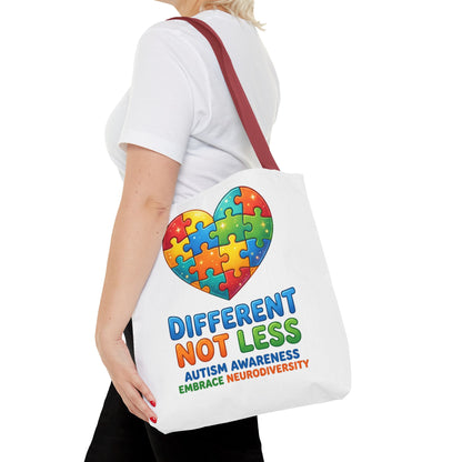 Autism Awareness Tote — "Different Not Less" Puzzle Heart