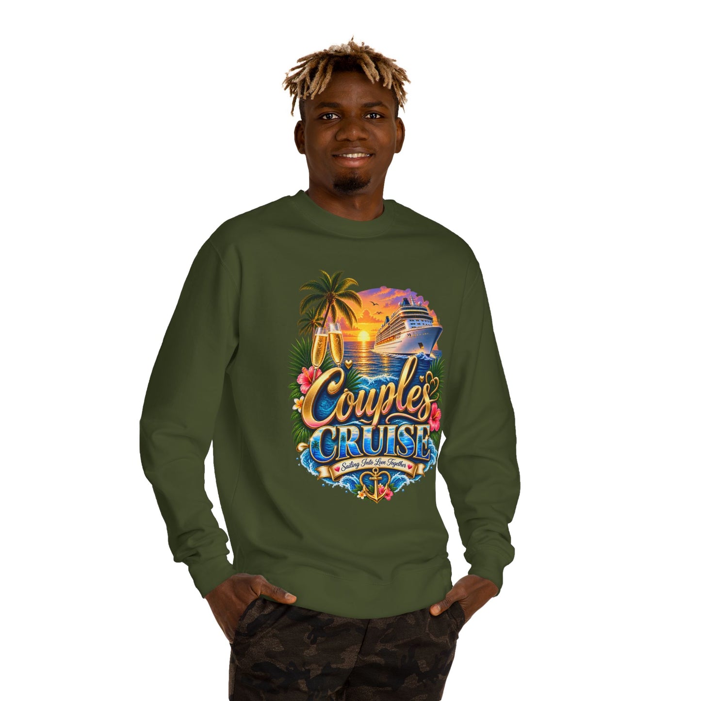 Couples Cruise Sweatshirt — Tropical Sunset Cruise Graphic Crewneck