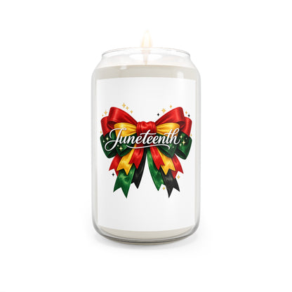 Juneteenth Scented Soy Candle 13.75oz — Festive Red, Green & Gold Ribbon