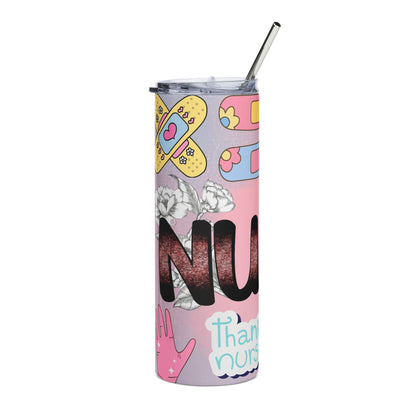 20oz Nurse Tumbler — Pink Thank You Nurse Stainless Steel Travel Cup