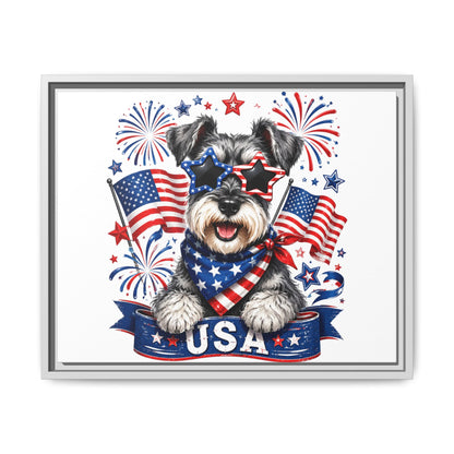 USA Patriotic Schnauzer Canvas Print — 4th of July Wall Art