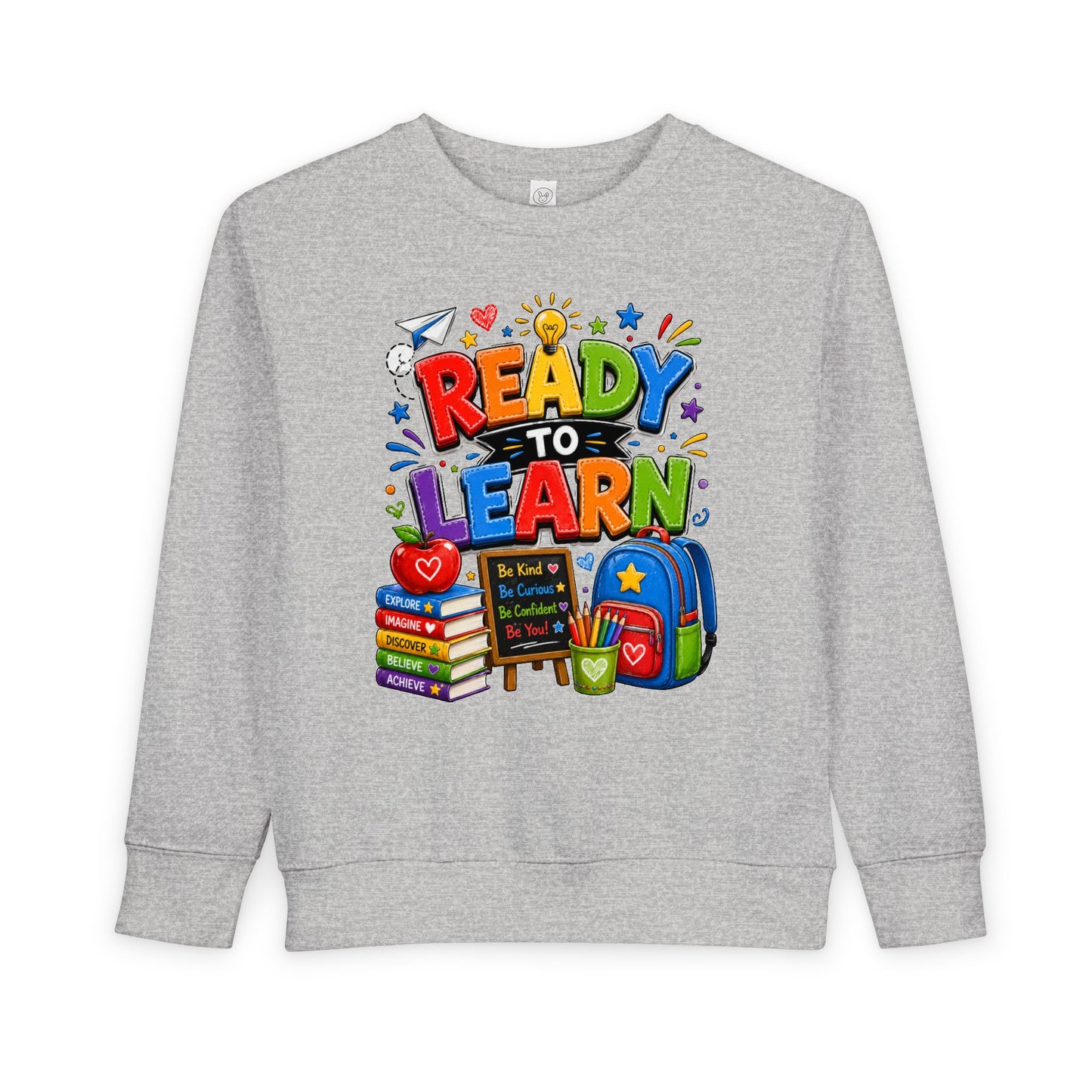 Ready to Learn Toddler Sweatshirt — Back to School Kids Crewneck