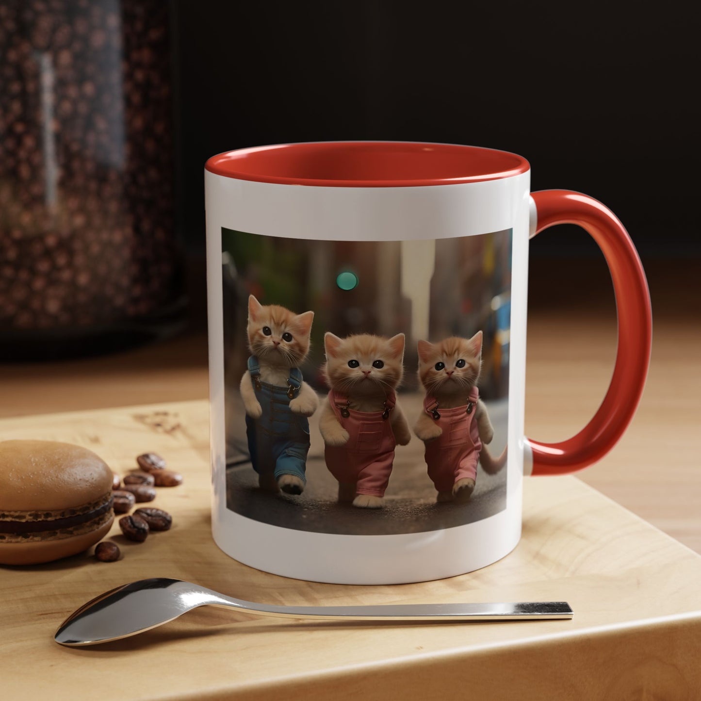 Cute Kittens Walking Coffee Mug — Adorable Cat Friends Accent Mug (11/15 oz)