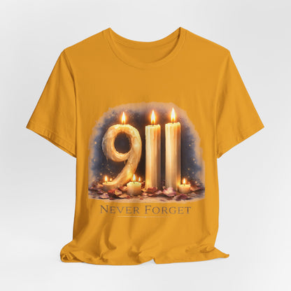 9/11 Never Forget T-Shirt – Memorial Candle Tribute Tee