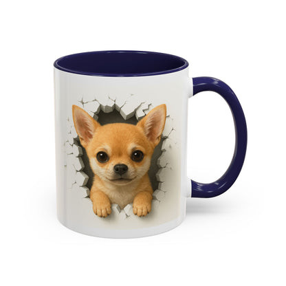 Chihuahua Peek-A-Boo Accent Coffee Mug – Cute Dog Lover Gift (11/15 oz)