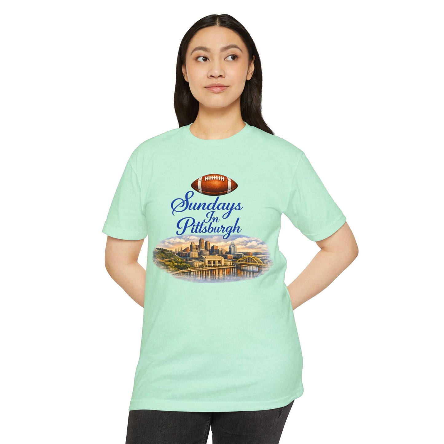 Sundays in Pittsburgh T‑Shirt — Vintage Football City Skyline Tee