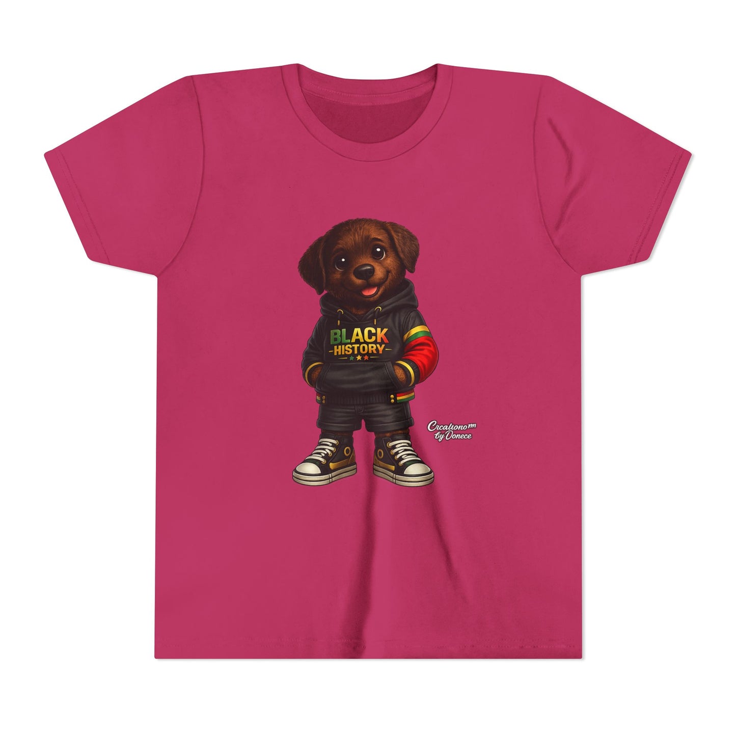 Youth Tee — Cute Puppy 'Black History' Graphic Shirt